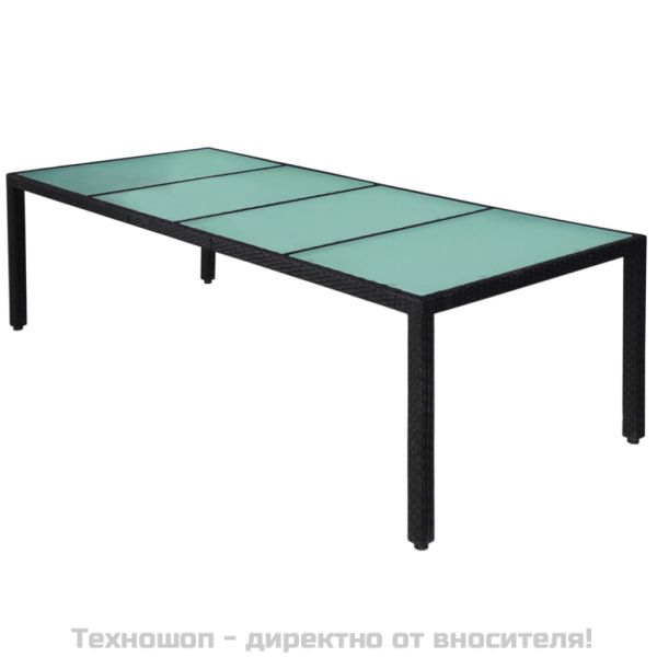 Градински комплект с възглавници, 11 части, черен полиратан