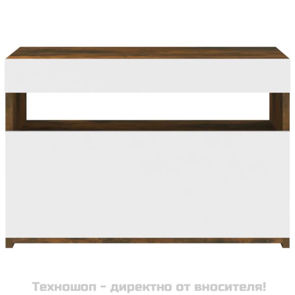 ТВ шкаф с LED осветление, опушен дъб, 60x35x40 см