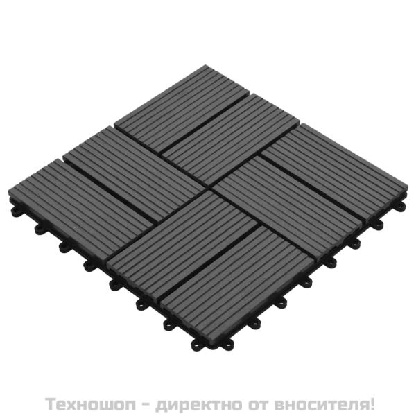 11 бр декинг плочки, WPC, 30x30 см, 1 кв.м., сиви