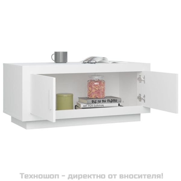 Кафе маса, бяла, 102x50x45 см, инженерно дърво