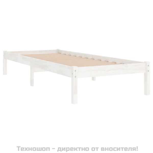 Рамка за легло без матрак, бял, 100x200 см, масивно дърво