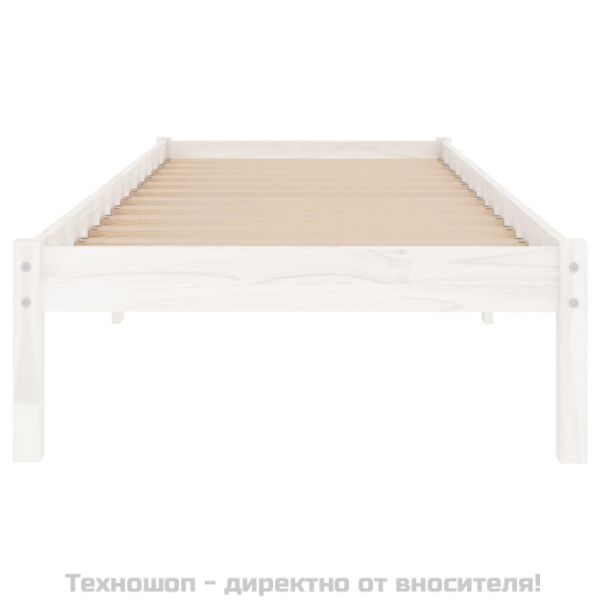 Рамка за легло без матрак, бял, 100x200 см, масивно дърво
