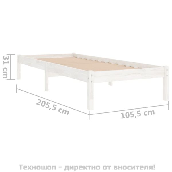 Рамка за легло без матрак, бял, 100x200 см, масивно дърво