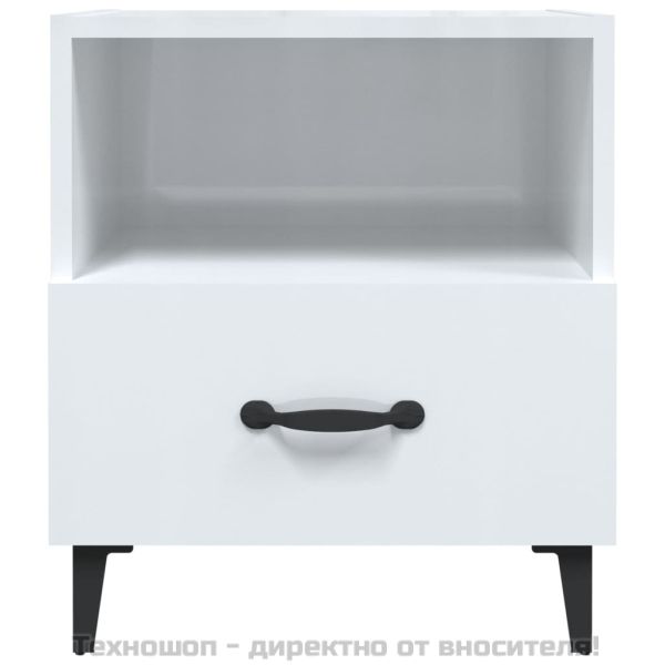 Нощни шкафчета, 2 бр, бял гланц, инженерно дърво