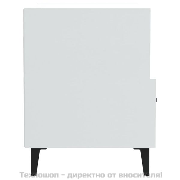 Нощни шкафчета, 2 бр, бял гланц, инженерно дърво