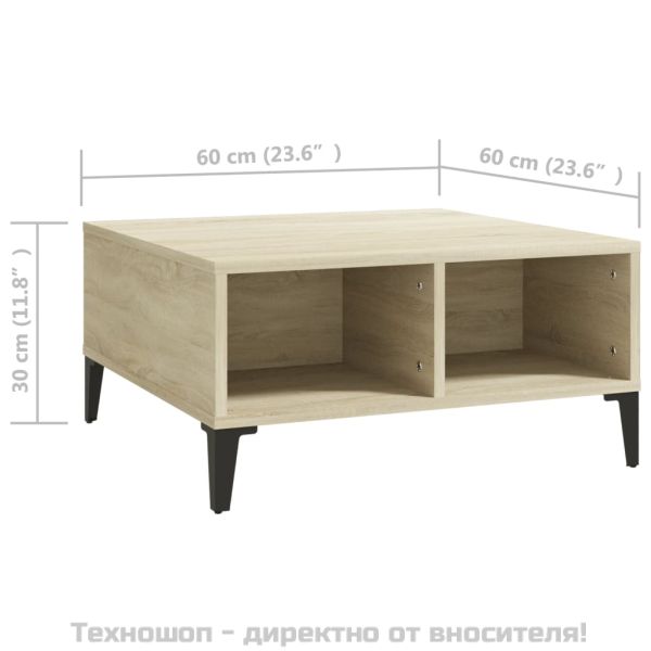 Кафе маса, дъб сонома, 60x60x30 см, инженерно дърво