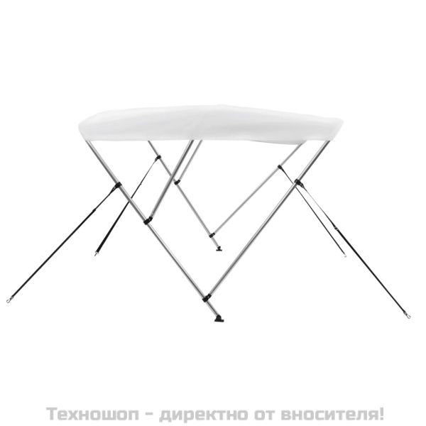 Тента за лодка, 3 дъги, бяла, 183x140x137 см