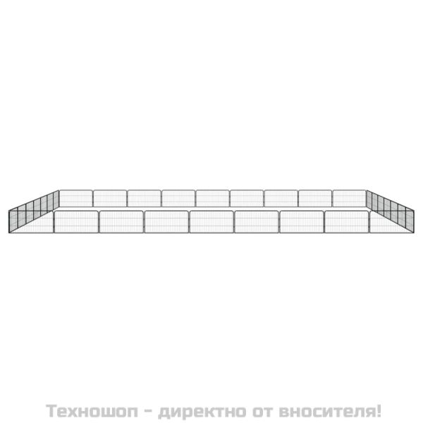 Заграждение за куче черно 32 панела 100x50 см прахово боядисано