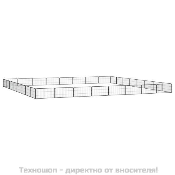 Заграждение за куче черно 32 панела 100x50 см прахово боядисано
