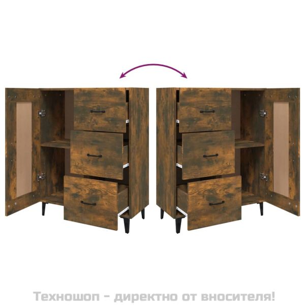 Сайдборд, опушен дъб, 69,5x34x90 см, инженерно дърво