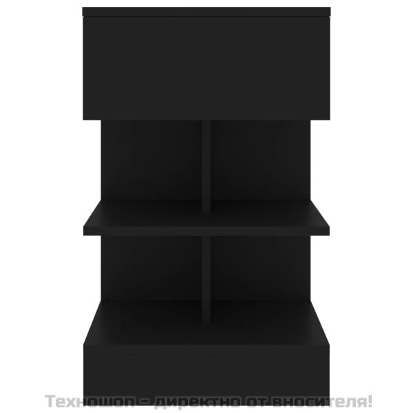 Нощно шкафче, черно, 40x35x65 см, инженерно дърво