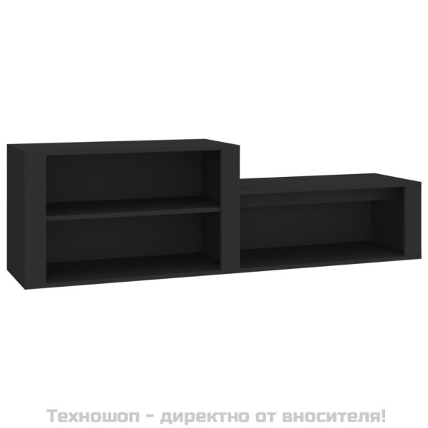 Шкаф за обувки, черен, 150x35x45 см, инженерно дърво