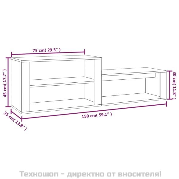 Шкаф за обувки, черен, 150x35x45 см, инженерно дърво