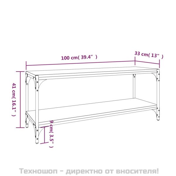 ТB шкаф, сив сонома, 100x33x41 см, инженерно дърво и стомана
