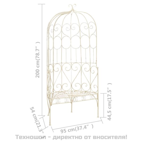 Градинска пейка, 95 см, желязо, антично бяло