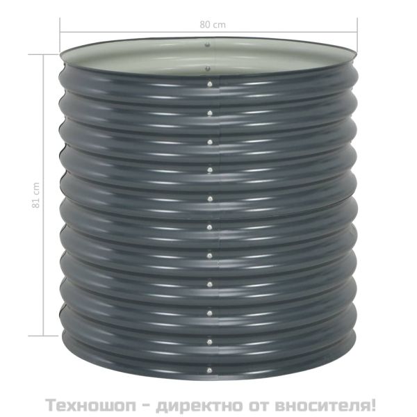 Градинска висока леха 80x80x81 см поцинкована стомана сива