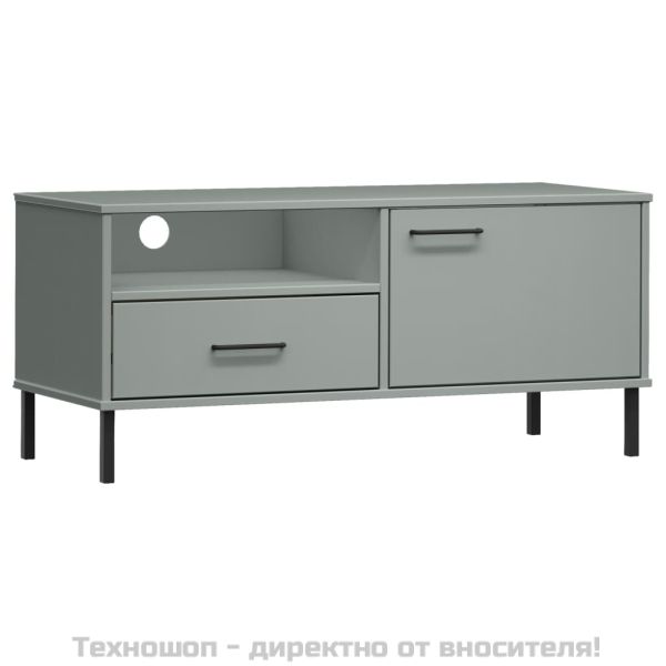 ТВ шкаф с метални крака сив бор масив OSLO