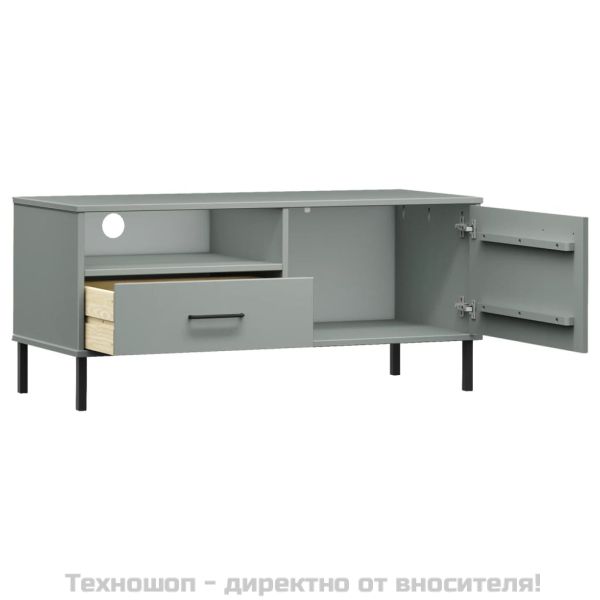 ТВ шкаф с метални крака сив бор масив OSLO