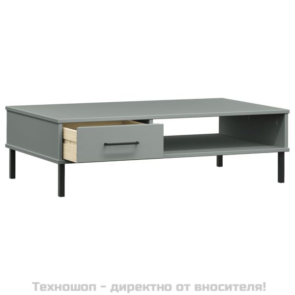 Кафе маса с метални крака сива бор масив OSLO