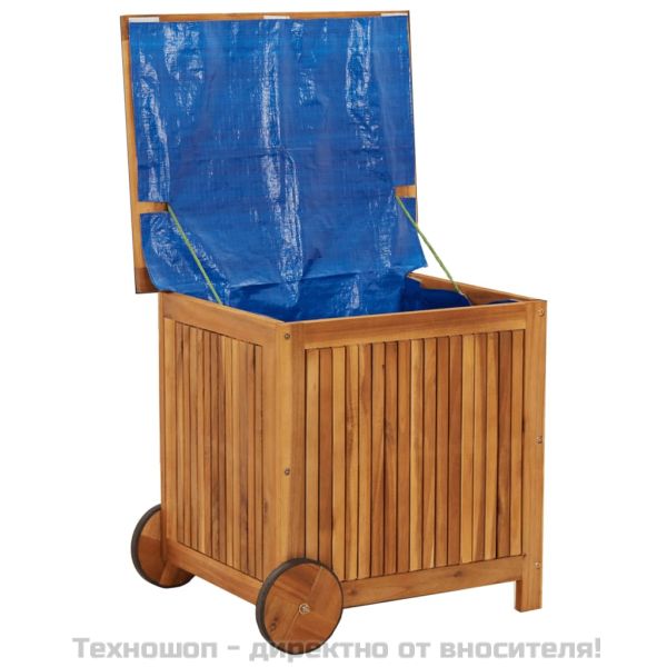 Градинска кутия за съхранение с колела 60x50x58 см акация масив