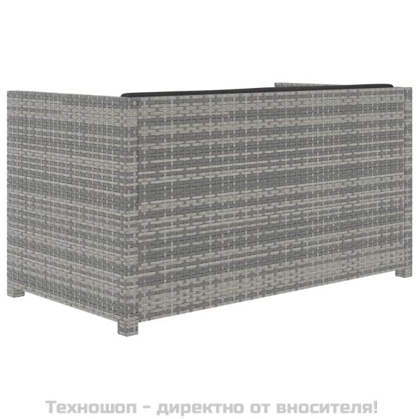 Градински комплект с възглавници, 5 части, полиратан, сив