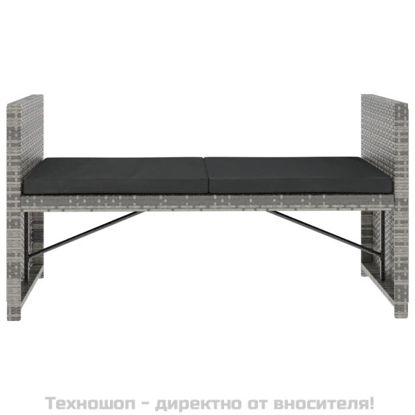 Градински комплект с възглавници, 5 части, полиратан, сив