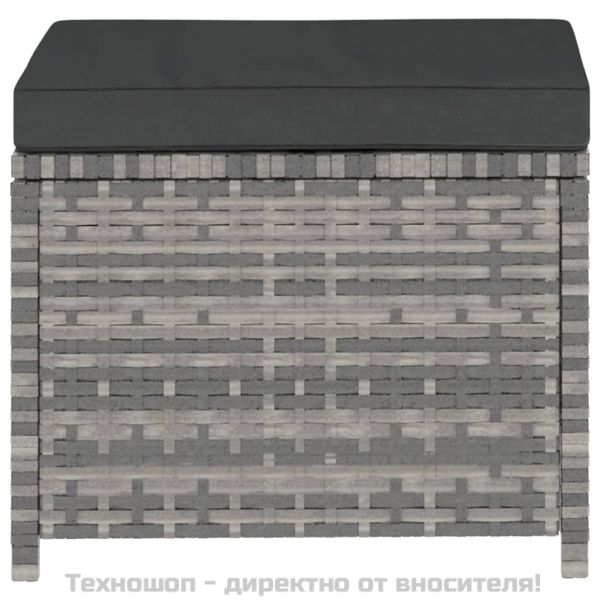 Градински комплект с възглавници, 5 части, полиратан, сив