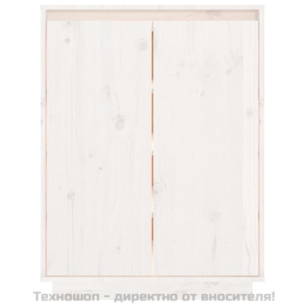 Шкаф за обувки, бял, 60x35x80 см, бор масив