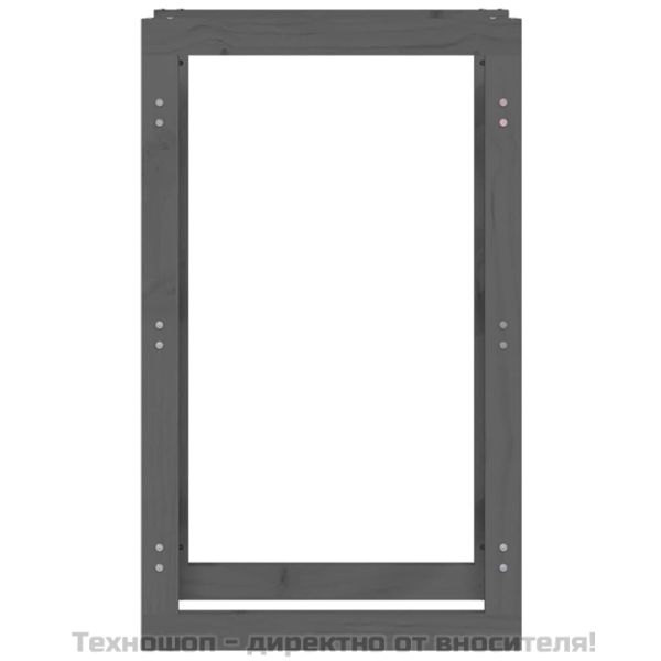 Поставка за дърва за огрев сива 60x25x100 см масивно дърво бор