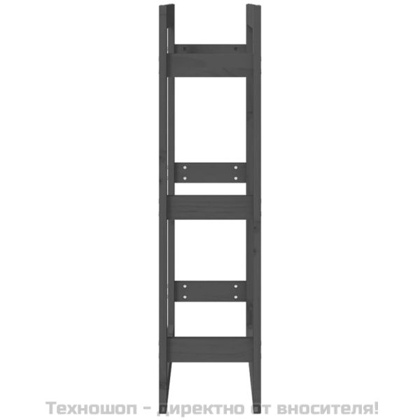 Поставка за дърва за огрев сива 60x25x100 см масивно дърво бор