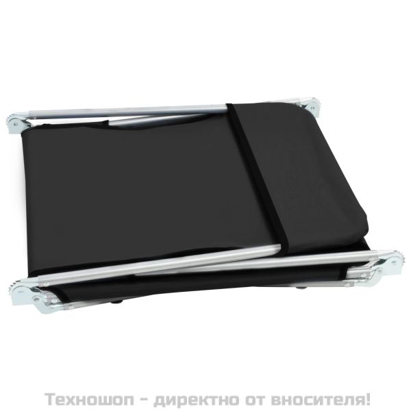 Сгъваеми шезлонги, 2 бр, стомана и текстил, черни