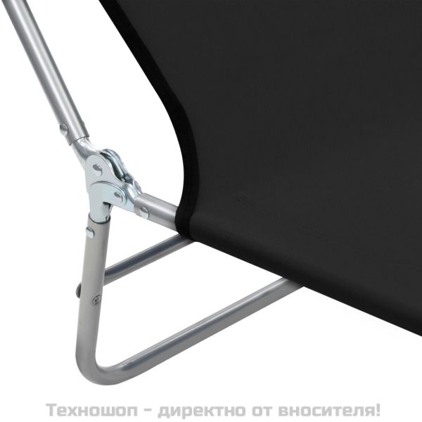 Сгъваеми шезлонги, 2 бр, стомана и текстил, черни