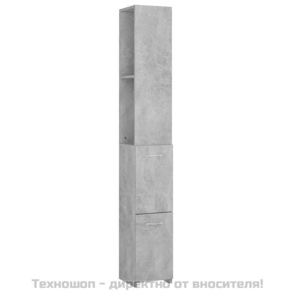 Шкаф за баня, бетонно сив, 25x26,5x170 см, инженерно дърво