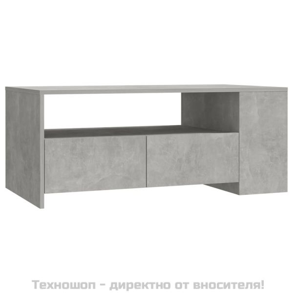 Маса за кафе, бетонно сива, 102x55x42 см, инженерно дърво