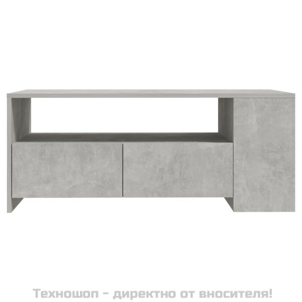 Маса за кафе, бетонно сива, 102x55x42 см, инженерно дърво