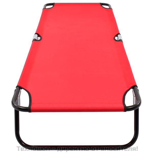Сгъваем шезлонг, червен, стомана