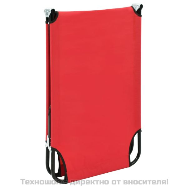 Сгъваем шезлонг, червен, стомана