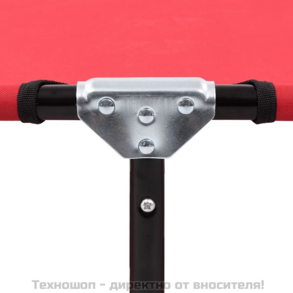 Сгъваем шезлонг, червен, стомана