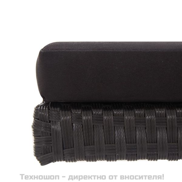 Градинска пейка с възглавници, 176 см, черна, полиратан