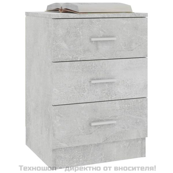 Нощно шкафче, бетонно сиво, 38x35x56 см, инженерно дърво