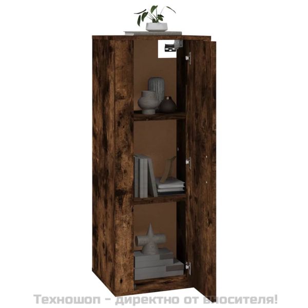 ТВ шкаф за стенен монтаж, опушен дъб, 40x34,5x100 см