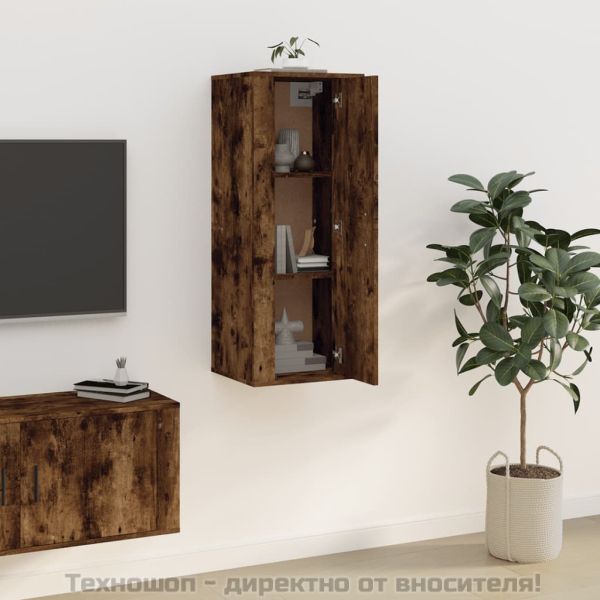 ТВ шкаф за стенен монтаж, опушен дъб, 40x34,5x100 см