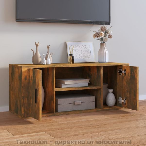 ТB шкаф, опушен дъб, 100x35x40 см, инженерно дърво