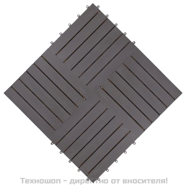 Декинг плочки, 10 бр, промито сиво, 30х30 см, акация масив