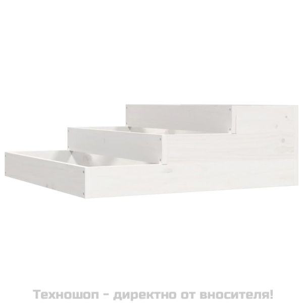 Плантер, бяла, 78x78x27 см, борово дърво масив