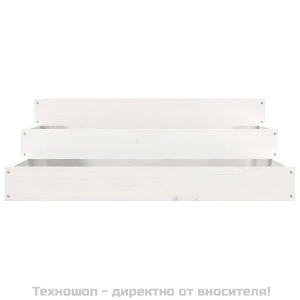 Плантер, бяла, 78x78x27 см, борово дърво масив