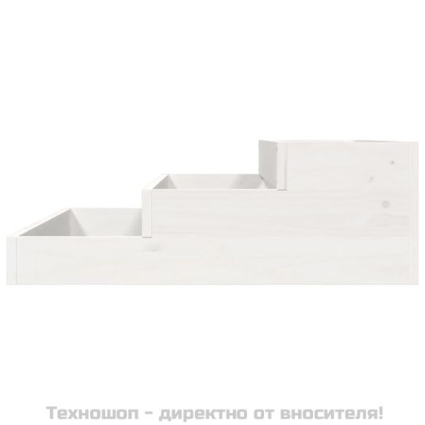 Плантер, бяла, 78x78x27 см, борово дърво масив
