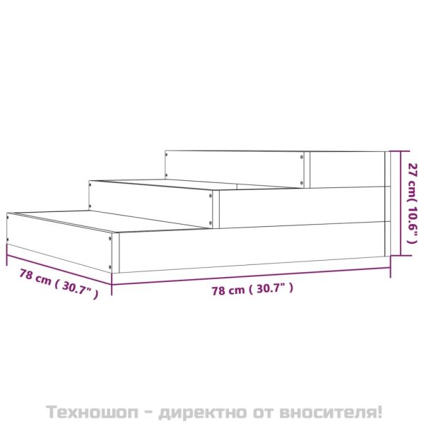 Плантер, бяла, 78x78x27 см, борово дърво масив