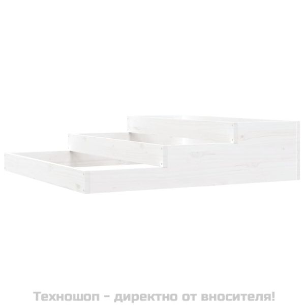 Плантер, бяла, 107x107x27 см, борово дърво масив