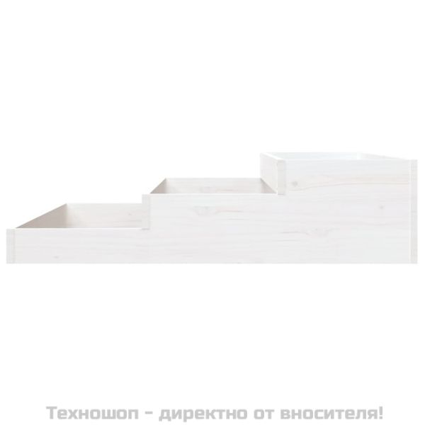 Плантер, бяла, 107x107x27 см, борово дърво масив